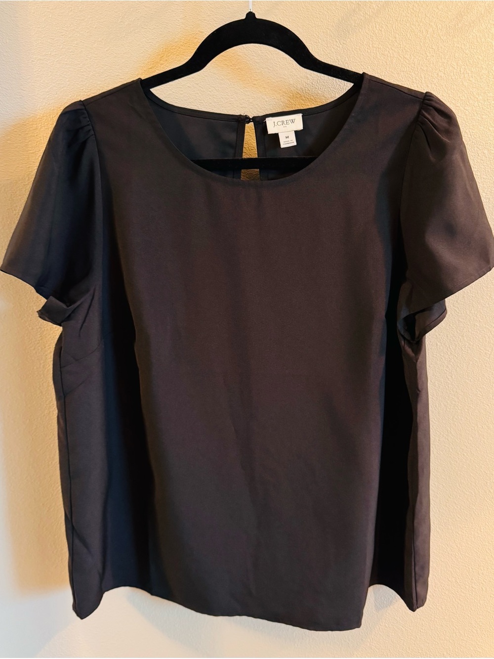 J. Crew Black Short Sleeve Scoop Neck Blouse